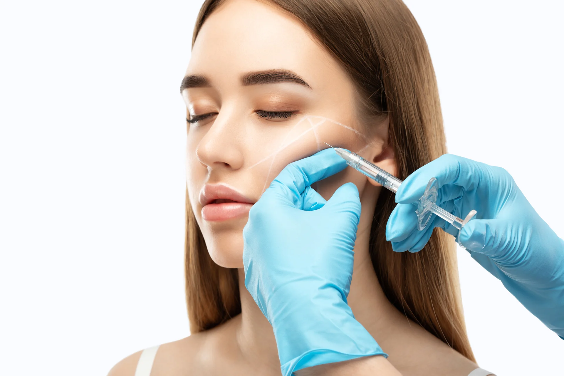 A woman having cheek filler||