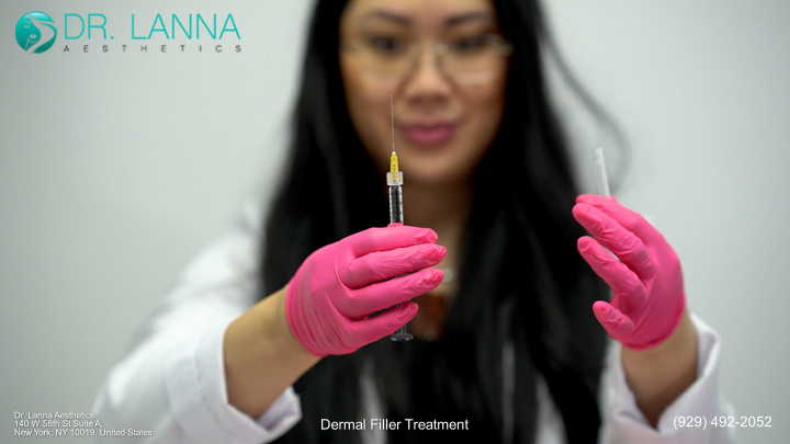 Dr. Lanna holding dermal filler injection